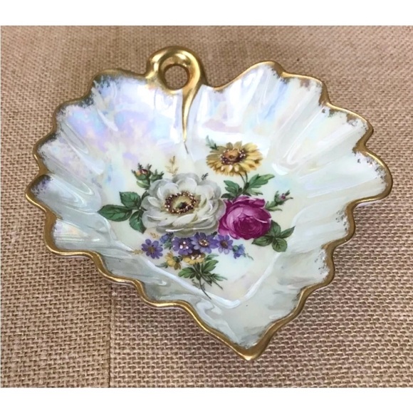 Vintage Other - Vintage Lusterware Leaf Floral Candy Dish Limoges Elegant Victorian Romance